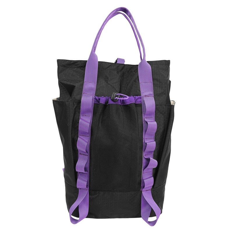 Backpackbeat 7713 Lightweight Backpack 22L black color variant with purple straps showing durable water-resistant material and mesh back panel