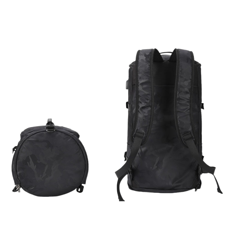 8801 stylish waterproof backpack 45L showing dual carry options - single shoulder bag and backpack conversion with foldable straps