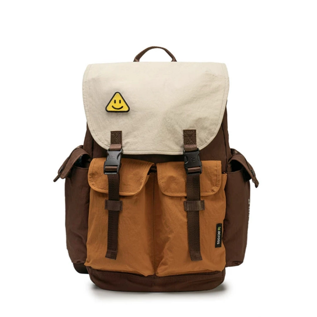 Brown and tan mixed-color lightweight waterproof backpack featuring earth tone colorway with premium material combination