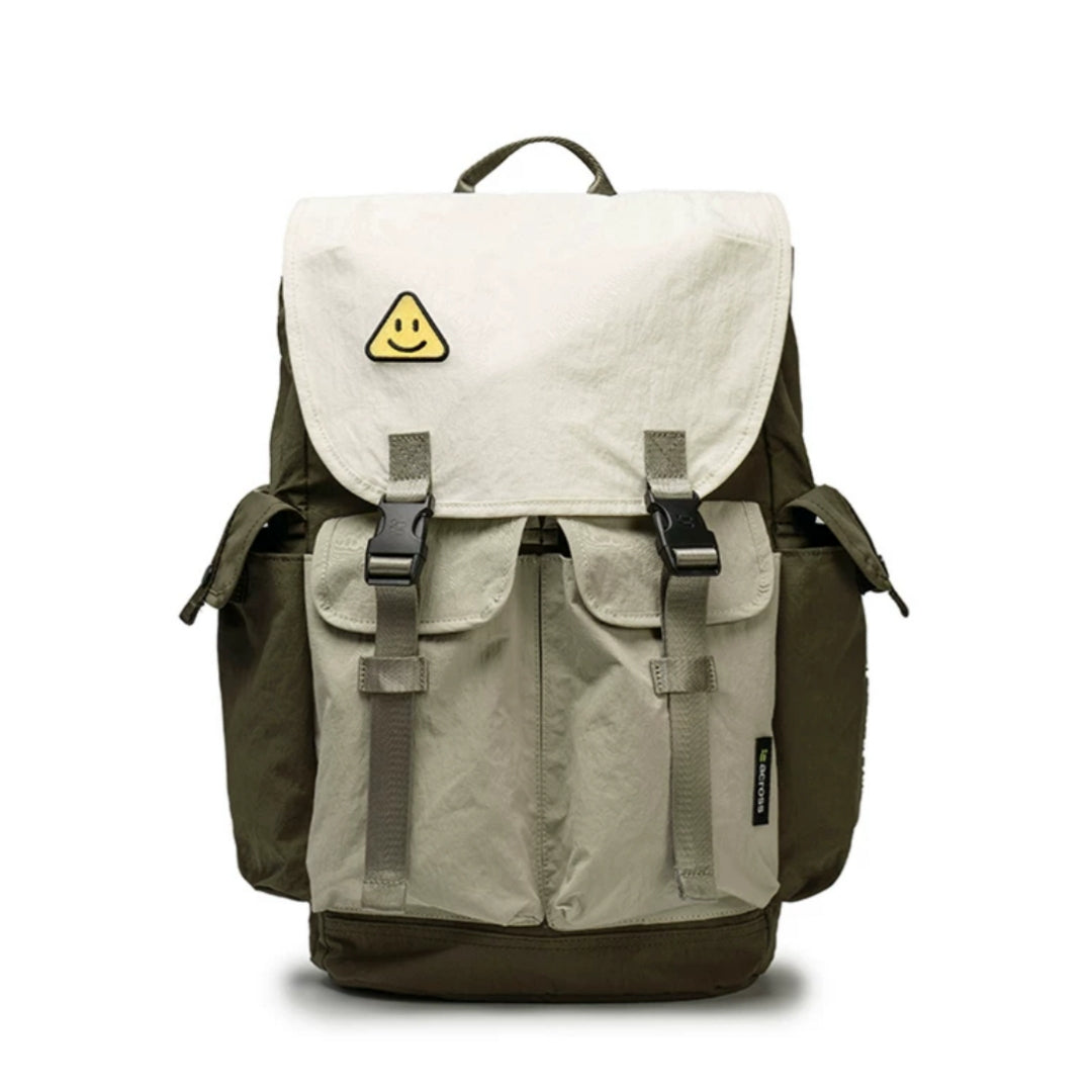 Olive green and gray mixed-color lightweight waterproof backpack showing alternative colorway option