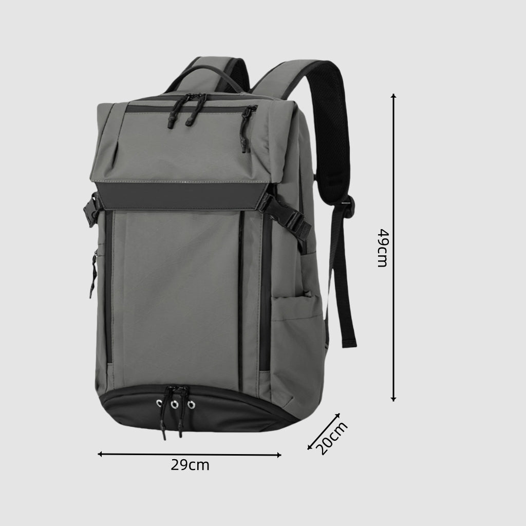 Side view of the 7702 waterproof backpack showing clean silhouette and bottle pocket