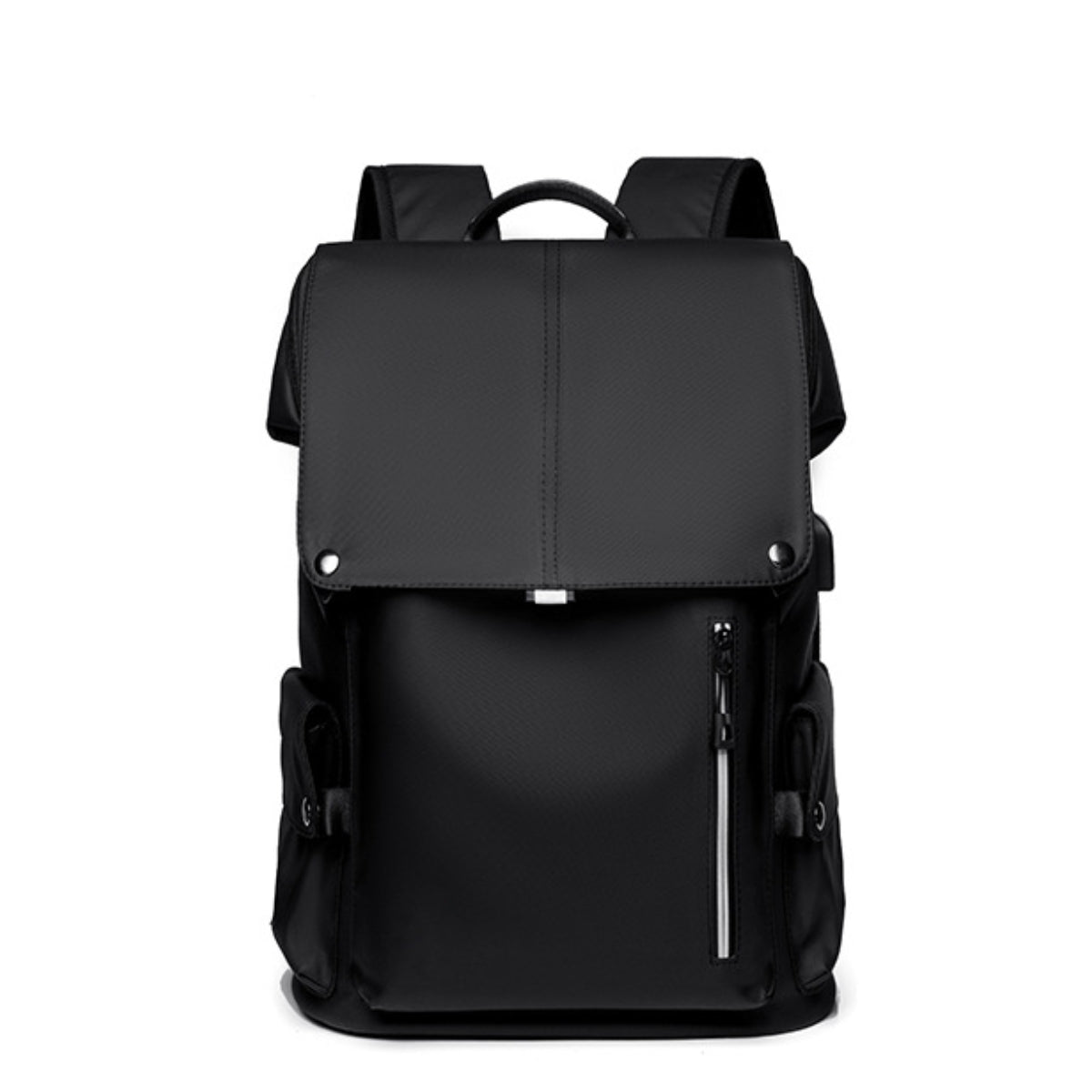 Front view of the black Backpackbeat 7703 Lightweight Waterproof Backpack with a sleek silhouette for everyday use.