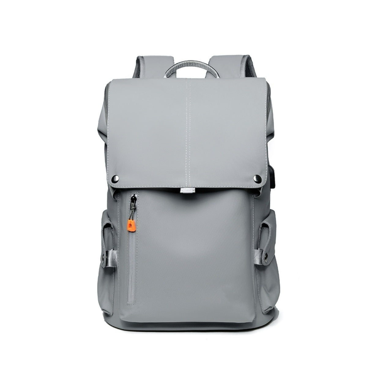 Front view of the grey Backpackbeat 7703 Lightweight Waterproof Backpack showcasing minimalist urban design.