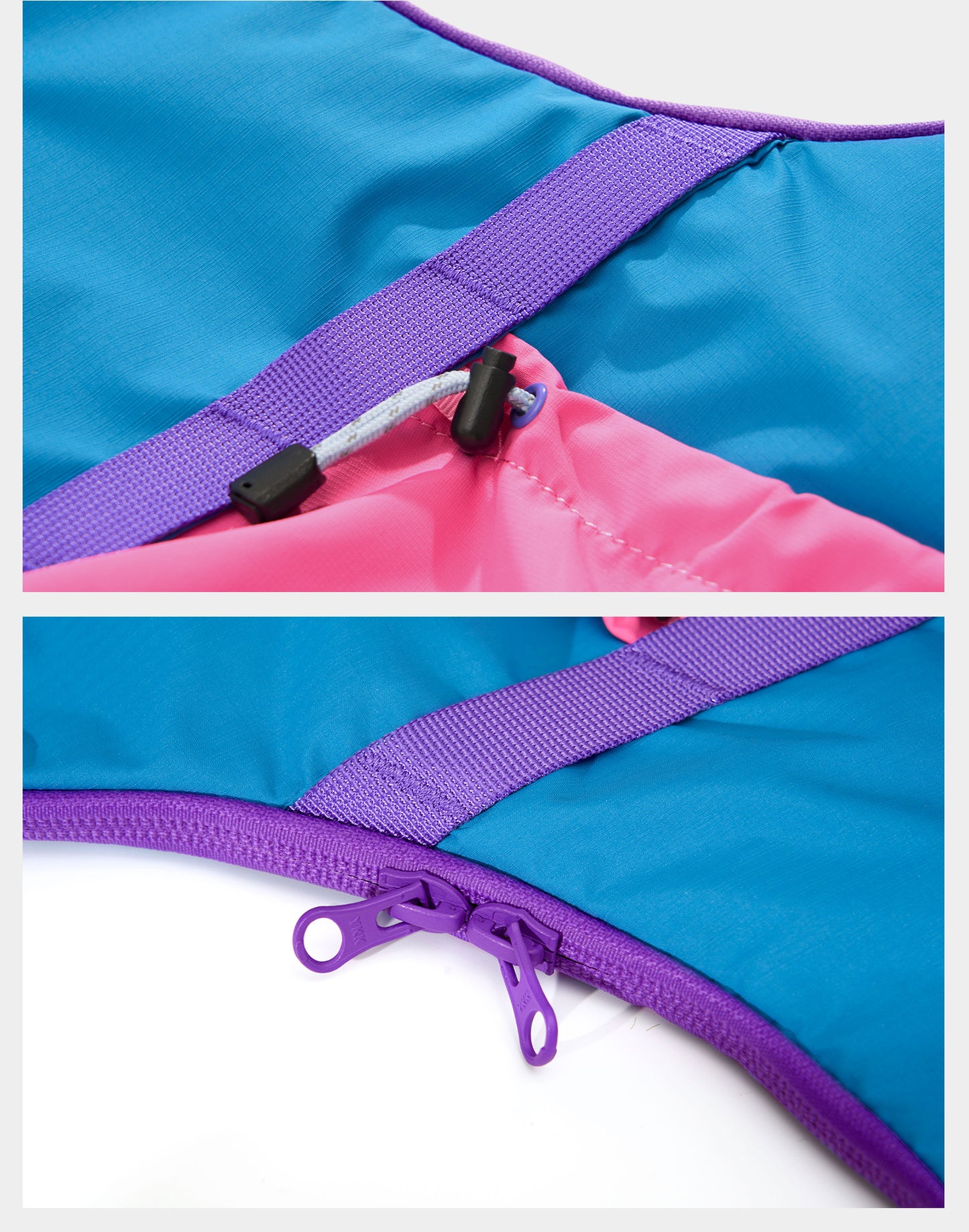 Drawcord and dual zipper close-up details of the Backpackbeat 9901 bag