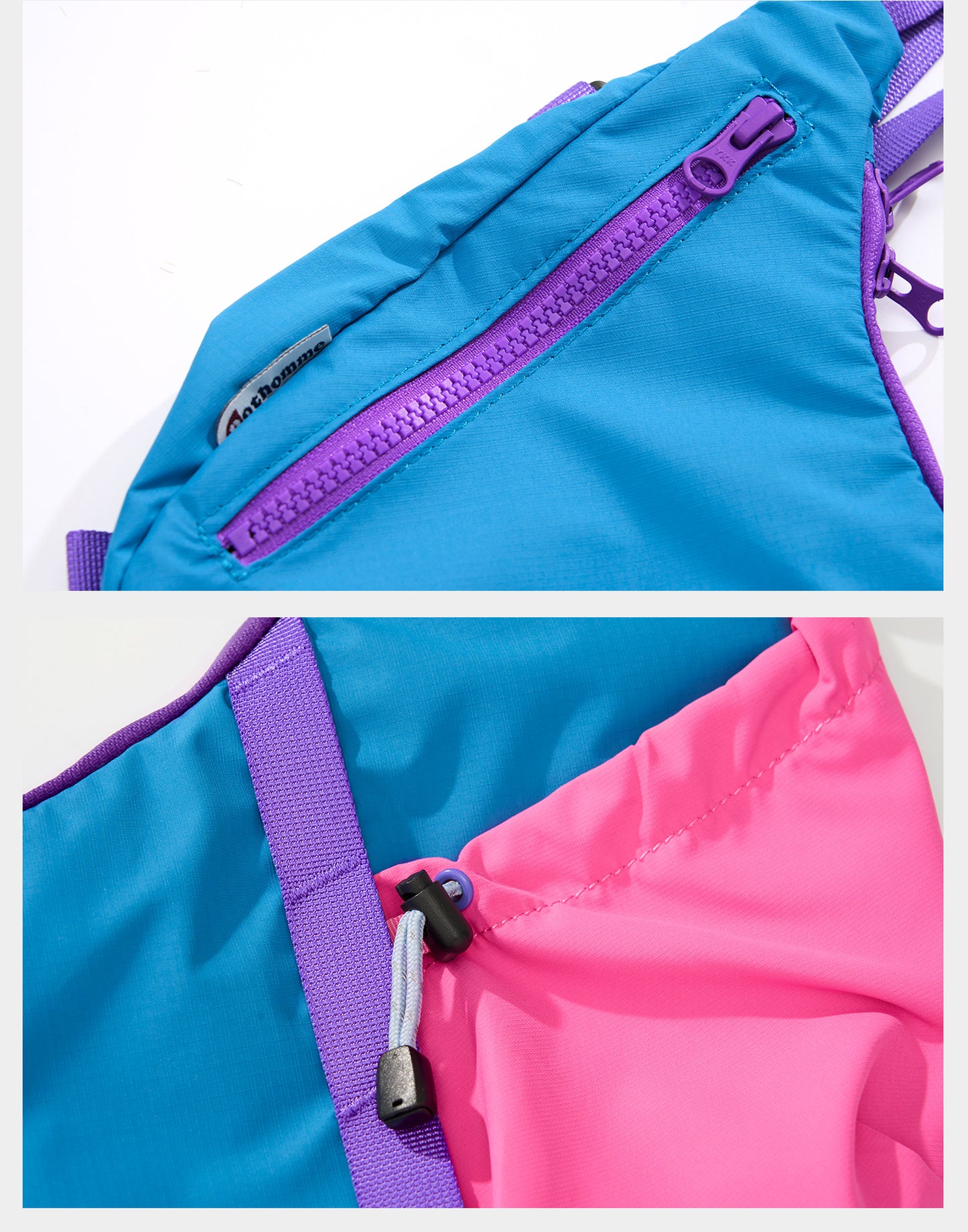 Front pocket and drawcord stitching details of the Backpackbeat 9901 backpack