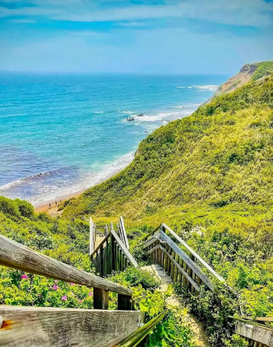 Scenic coastal view from Cliffwalk in Newport, Rhode Island