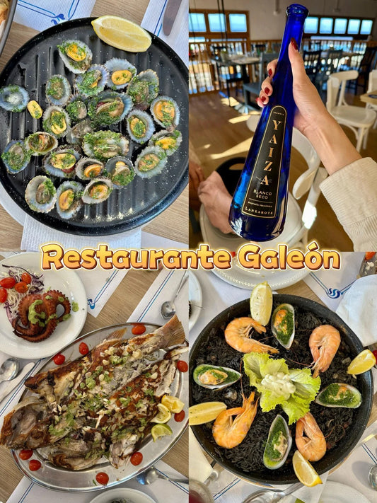 Grilled octopus, squid ink rice, and seafood at Restaurante Galeón, Tenerife