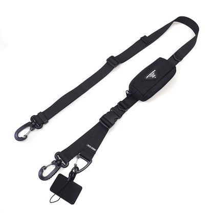 Full-length image of the 1101 modular crossbody strap showing dual adjustment zones, quick-release buckle, and attachment hooks.