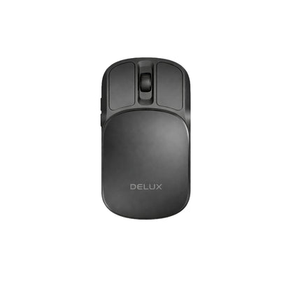 1107 black foldable silent wireless mouse top view on white background, USB-C travel mouse for digital nomads, compact portable design