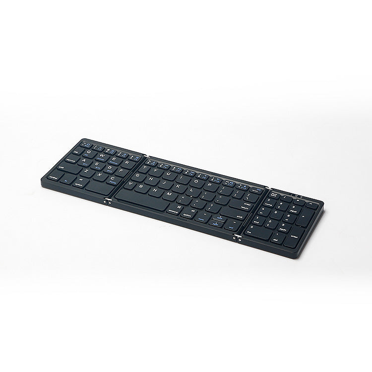 Backpackbeat 1113 foldable Bluetooth keyboard fully unfolded showing 81 keys including number pad on white background