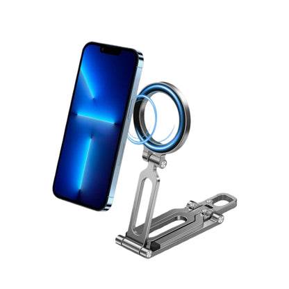 Backpackbeat 1114 magnetic phone stand with iPhone snapping onto N52 ring showing strong magnetic attraction animation