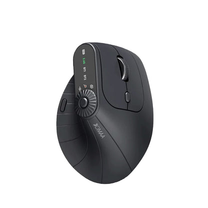 Backpackbeat 1115 silent wireless ergonomic vertical mouse in dark gray with LED status panel and knob control