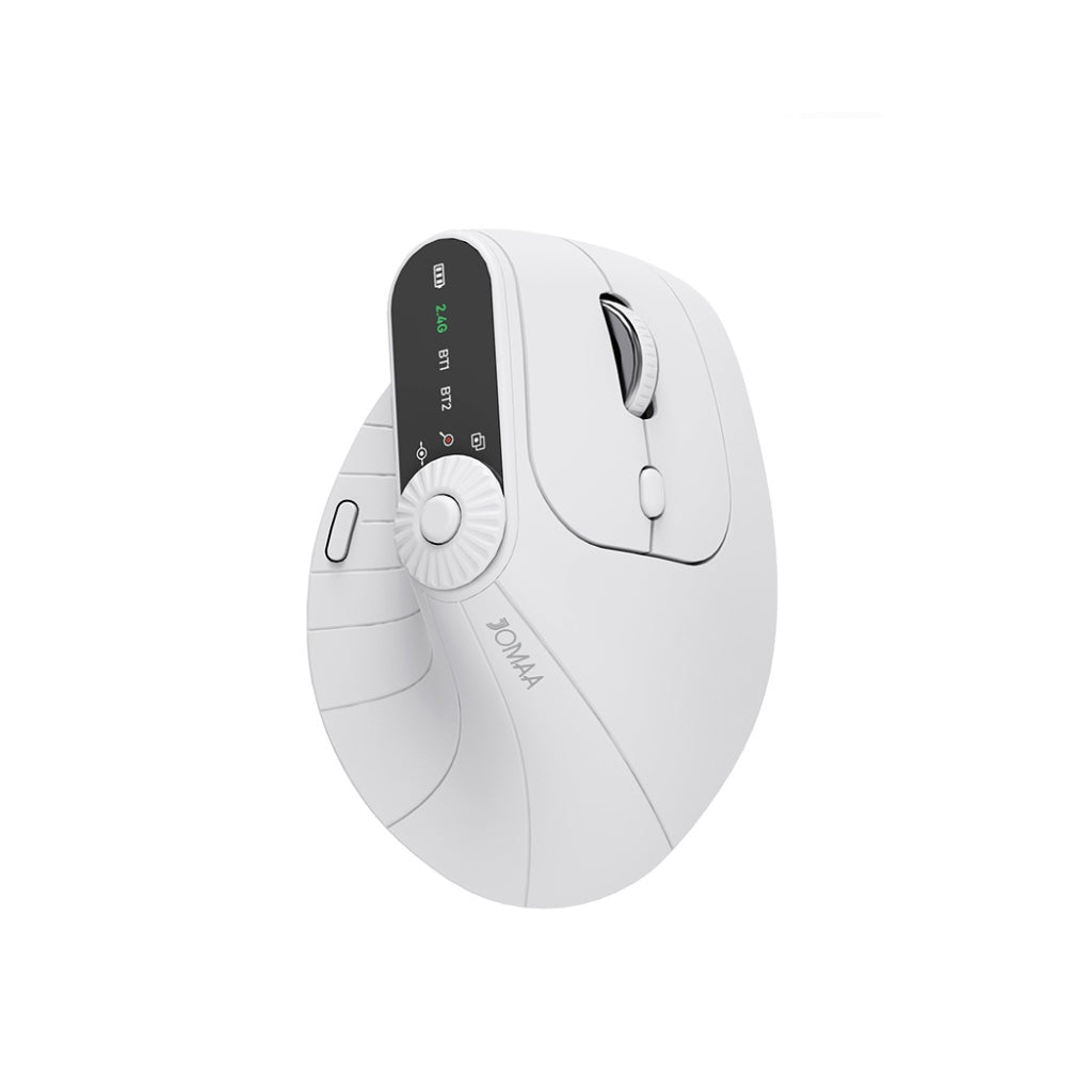 Backpackbeat 1115 silent wireless ergonomic vertical mouse in milky white with LED status display and scroll knob