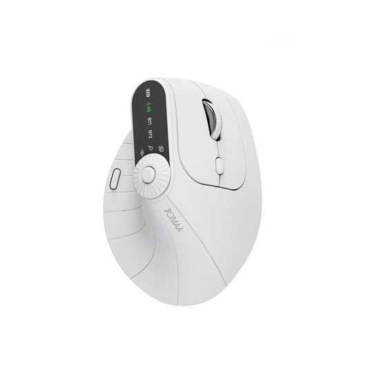Backpackbeat 1115 silent wireless ergonomic vertical mouse in milky white with LED status display and scroll knob