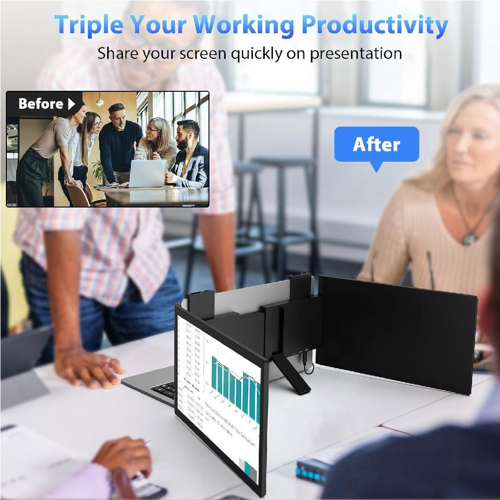 Backpackbeat 2200 portable laptop monitor showing five display modes extended mirror portrait pre and second screen