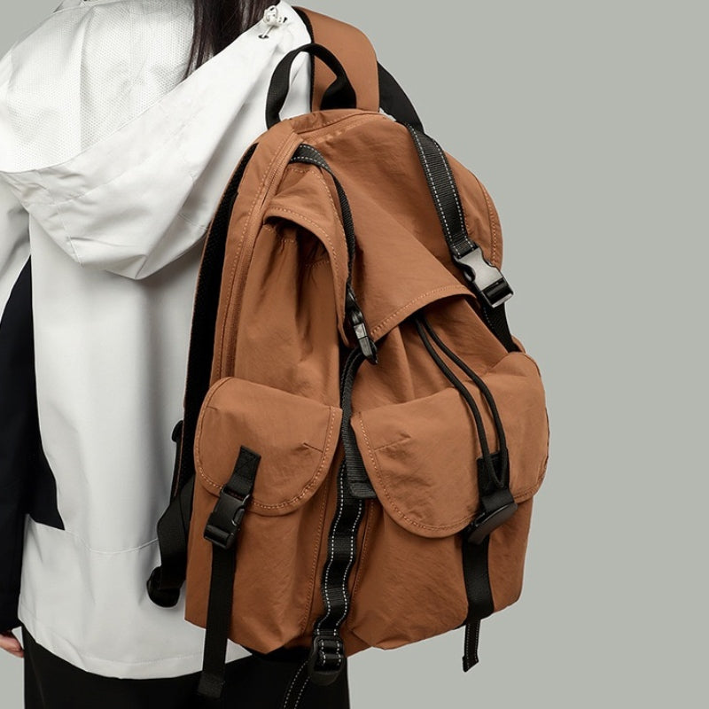 Person wearing 7710 lightweight backpack for travel 22L showing ergonomic fit, comfortable carrying and practical size for daily travel use