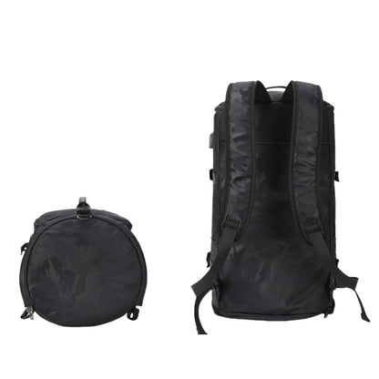8801 stylish waterproof backpack 45L showing dual carry options - single shoulder bag and backpack conversion with foldable straps