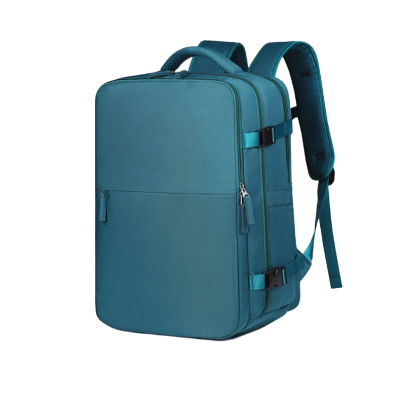Teal blue version of 8802 lightweight travel backpack 35L displaying identical functionality and design elements as other color variants