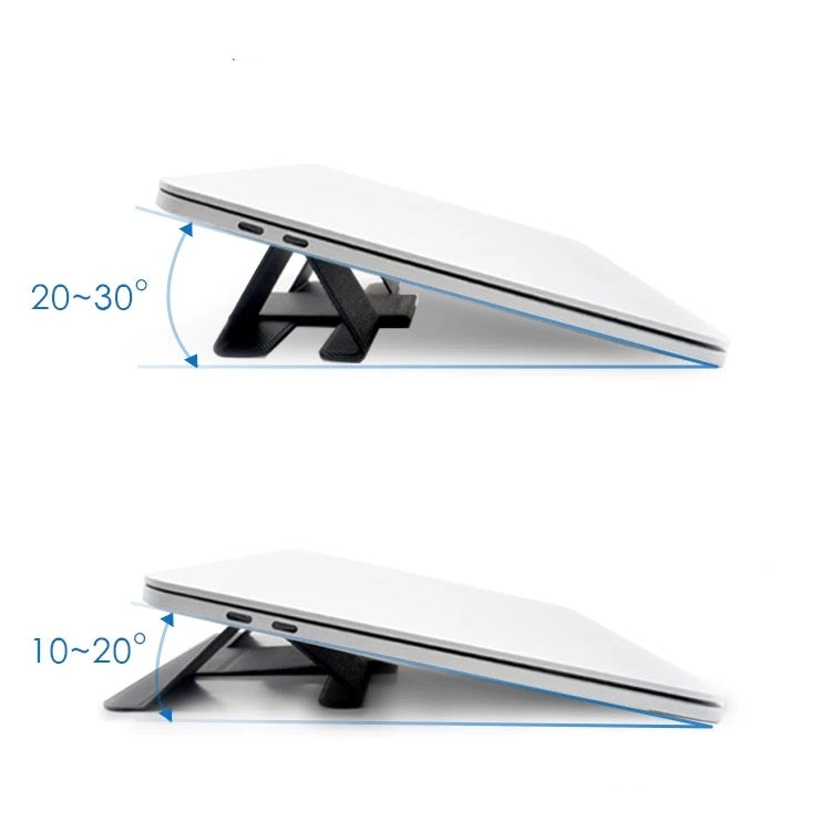 BackpackBeat 1103 laptop stand showing two ergonomic tilt positions 10 to 20 degrees and 20 to 30 degrees