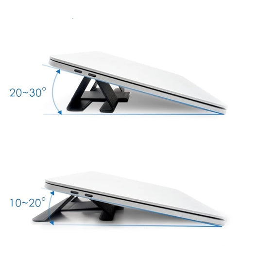 BackpackBeat 1103 laptop stand showing two ergonomic tilt positions 10 to 20 degrees and 20 to 30 degrees