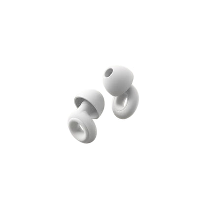BackpackBeat 1106 purple silicone earplugs pair showing silver ion antibacterial disc and soft tip detail