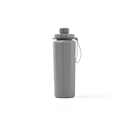 BackpackBeat 1108 gray collapsible silicone water bottle 600ml standing upright on white background