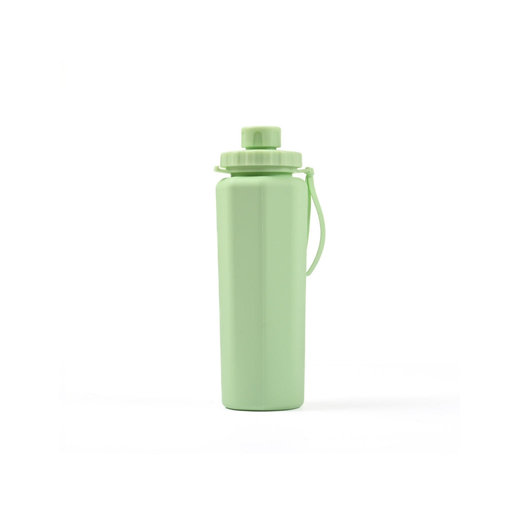 BackpackBeat 1108 mint green collapsible silicone water bottle 600ml standing upright on white background
