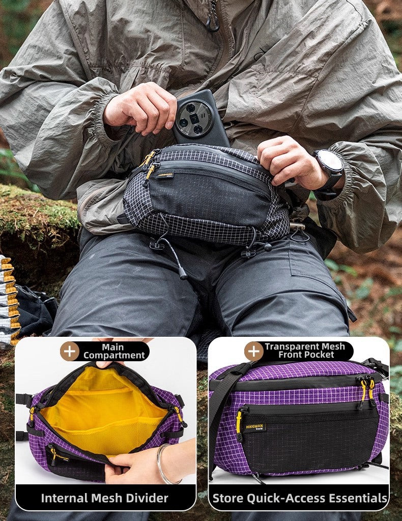 BackpackBeat 3300 crossbody bag main compartment with internal mesh divider transparent front pocket storage