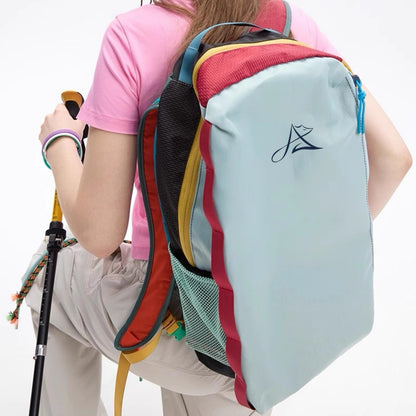 BackpackBeat 8806 lightweight business travel backpack 21L stream green worn on back outdoor hiking with colorful straps