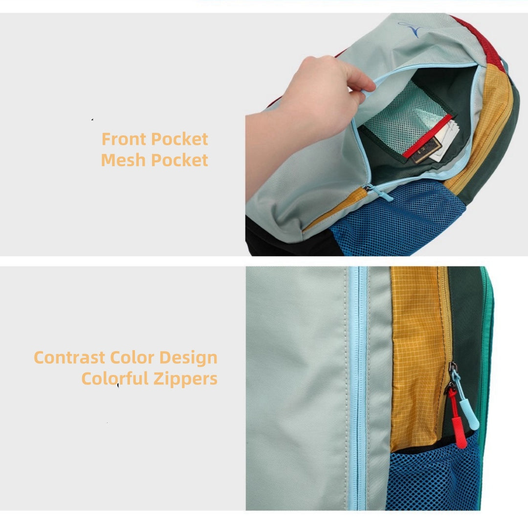BackpackBeat 8806 travel backpack front mesh pocket and contrast color zipper details close-up