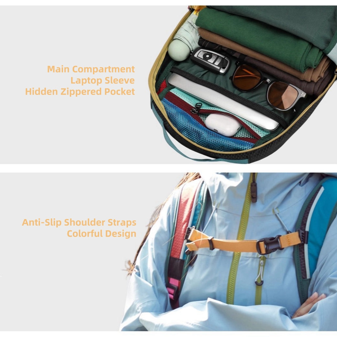 BackpackBeat 8806 business backpack laptop sleeve hidden zippered pocket and colorful anti-slip shoulder straps detail