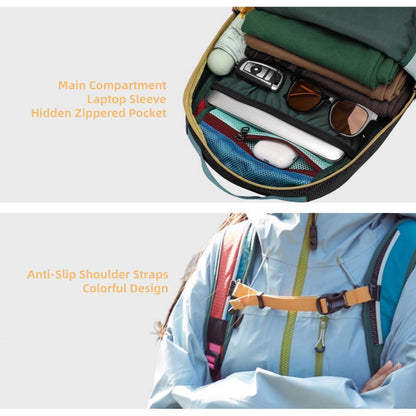 BackpackBeat 8806 business backpack laptop sleeve hidden zippered pocket and colorful anti-slip shoulder straps detail