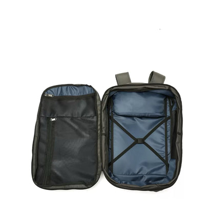 BackpackBeat 8807 open interior showing blue lining compression straps and mesh organizer