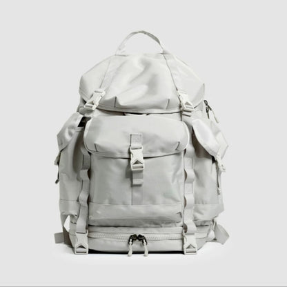 Gray lightweight hiking backpack studio photography displaying professional outdoor gear design