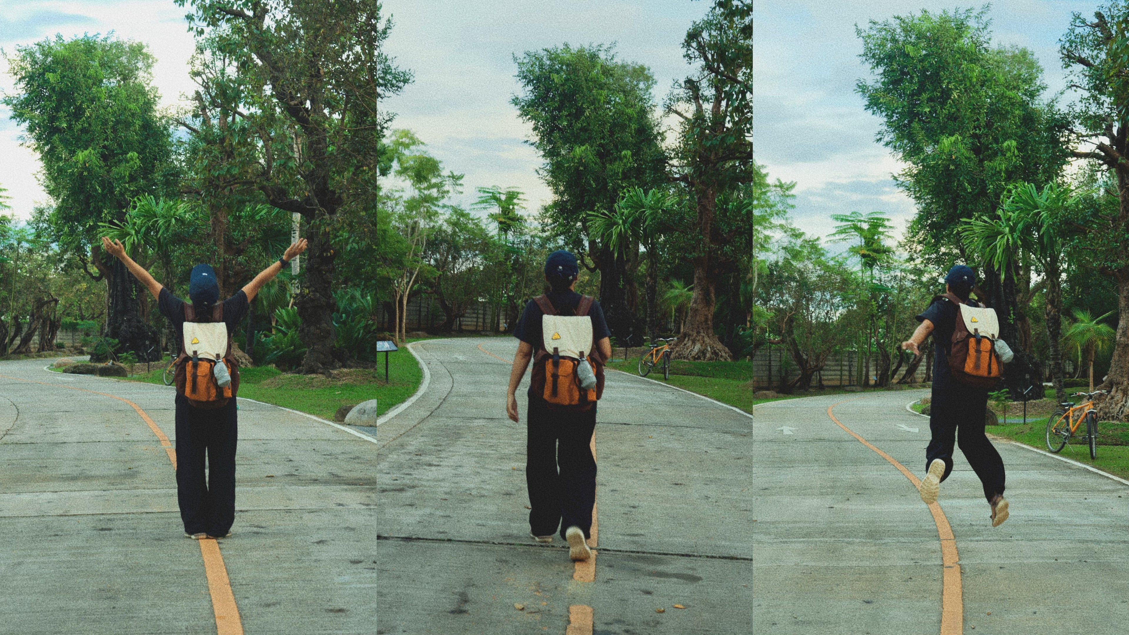 Model wearing Backpackbeat 7706 Lightweight Stylish Waterproof Backpack 26L, blending nature and urban adventure