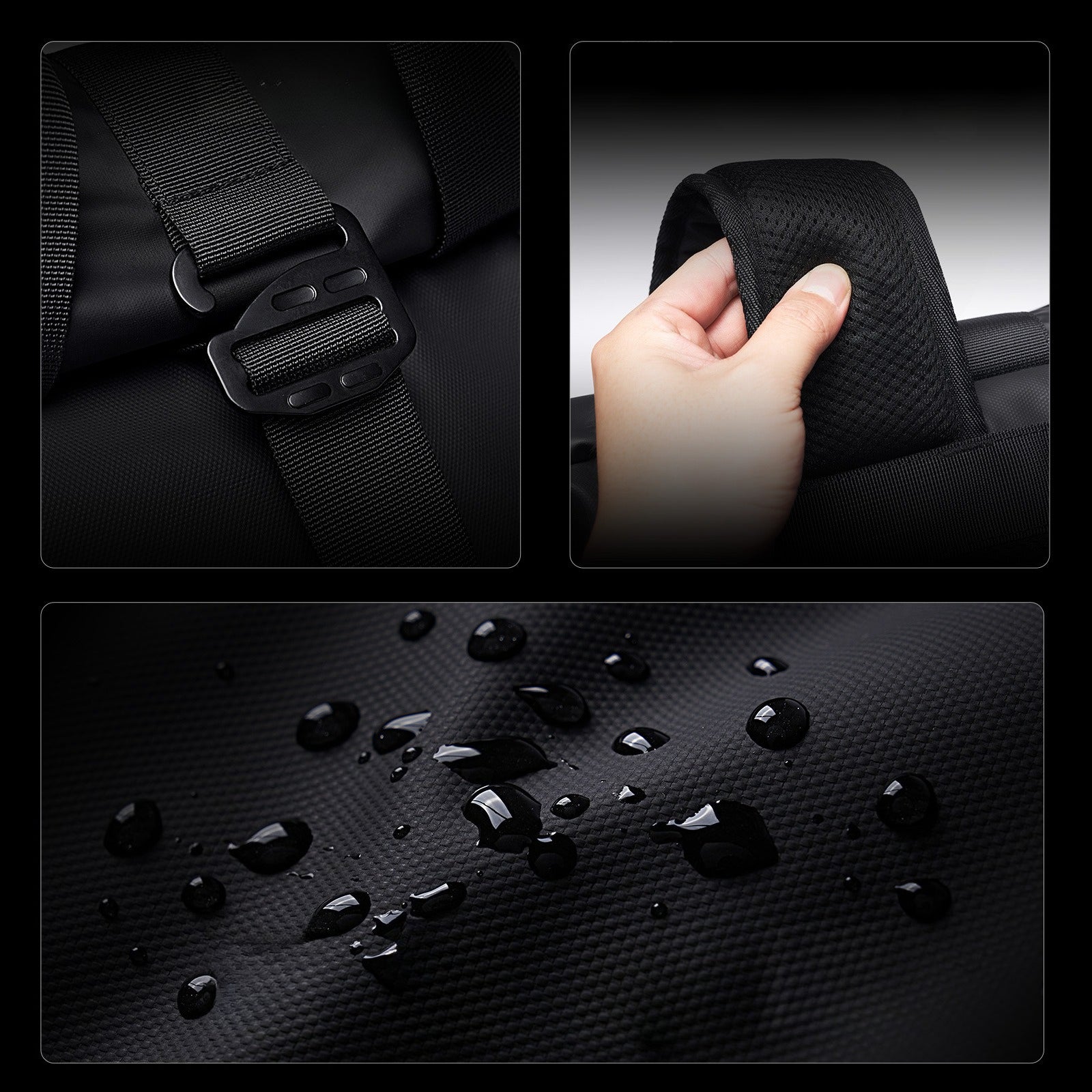 BackpackBeat 7701 waterproof backpack 18L in black-waterproof surface details