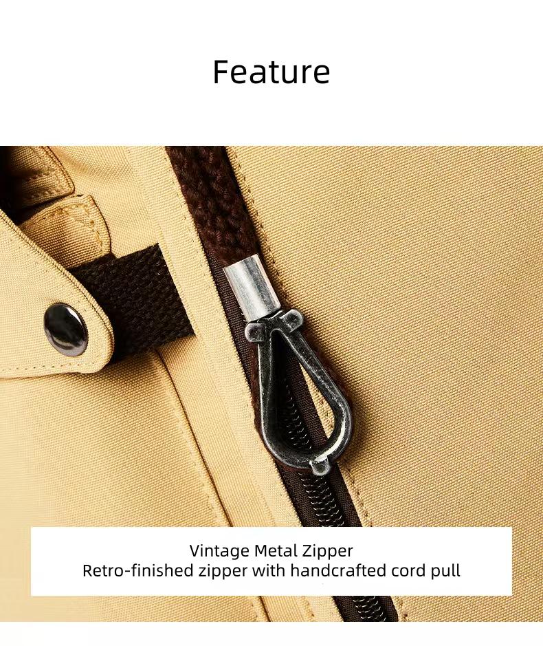 Backpackbeat 7704 waterproof canvas backpack – vintage metal zipper
