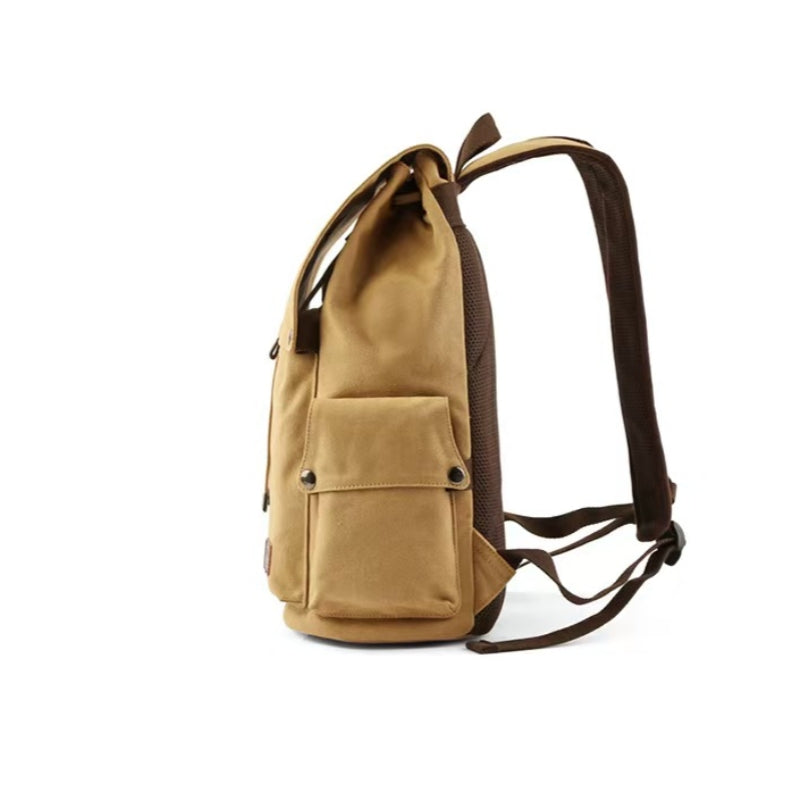 Backpackbeat 7704 waterproof canvas backpack – side view with pockets