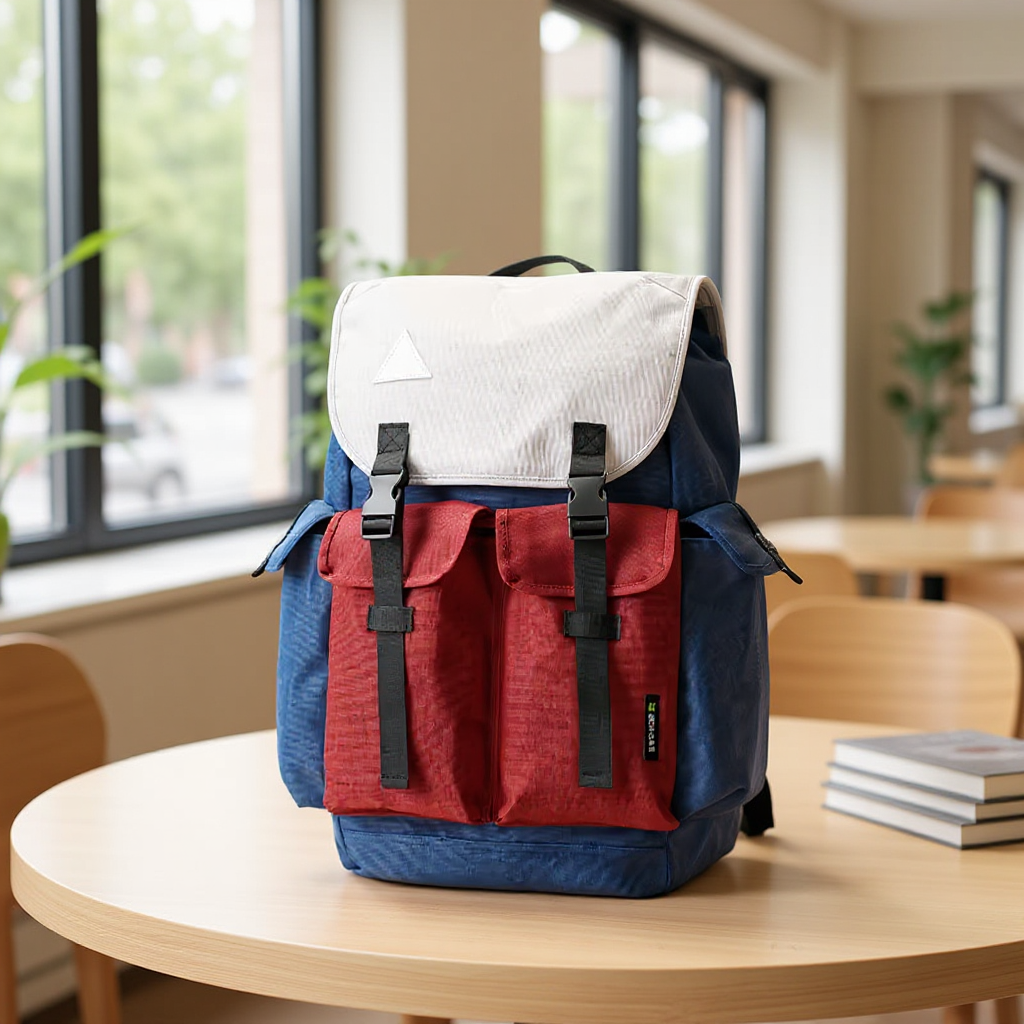Backpackbeat 7705 backpack 25L – placed on round table in a cozy café or co-working space