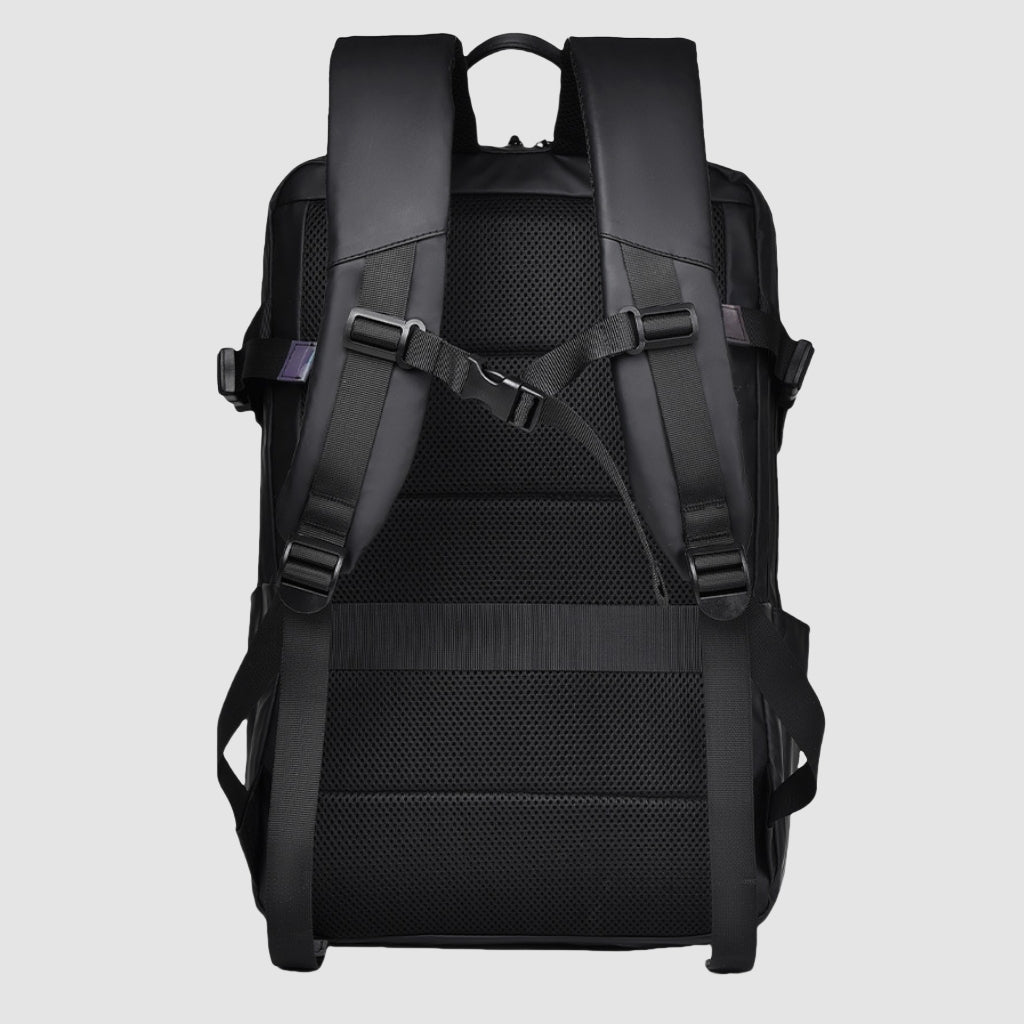 Rear view of BackpackBeat 8808 extend waterproof backpack with suitcase strap shown, designed for travel.